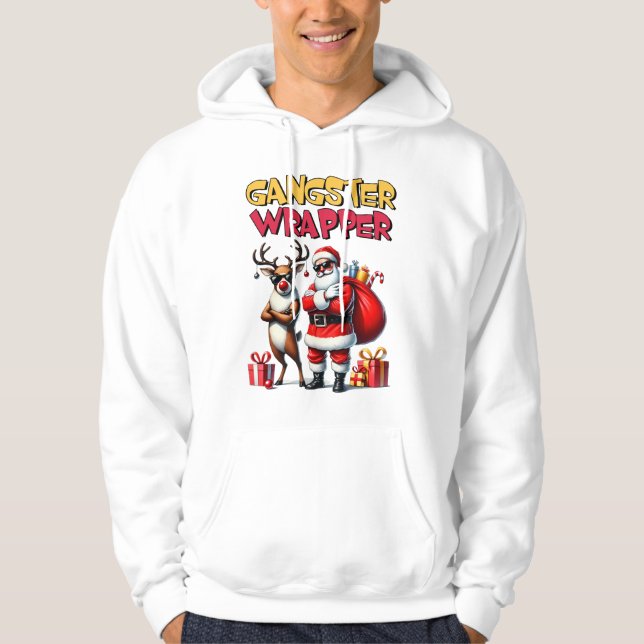 Ljuskjul Hoodie - Gangster Wrapper Santa (Framsida)