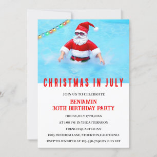 Ljuskjul i juli födelsedag Bassäng Party Inbjudningar