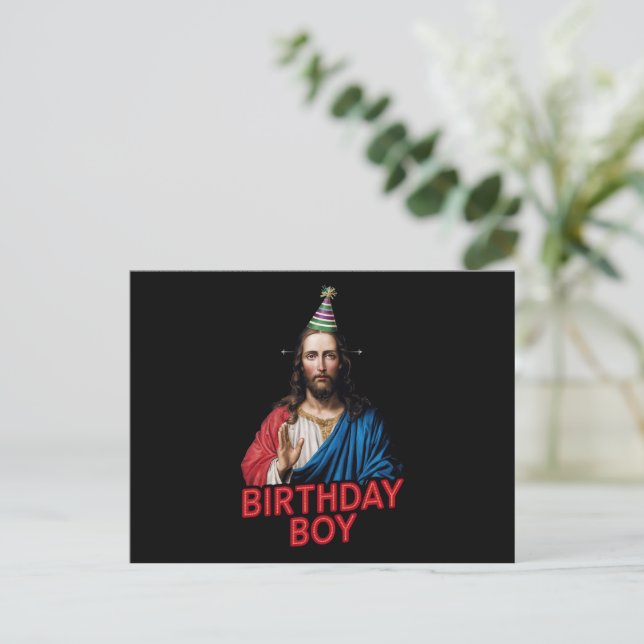 Ljuskjul Jesus Birthday Boy Helg Vykort (Stående Fram)
