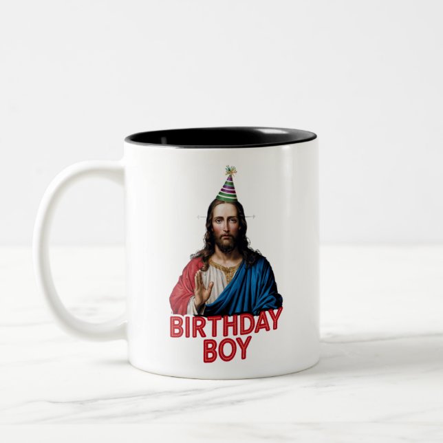 Ljuskjul Jesus Birthday Boy Två-Tonad Mugg (Vänster)