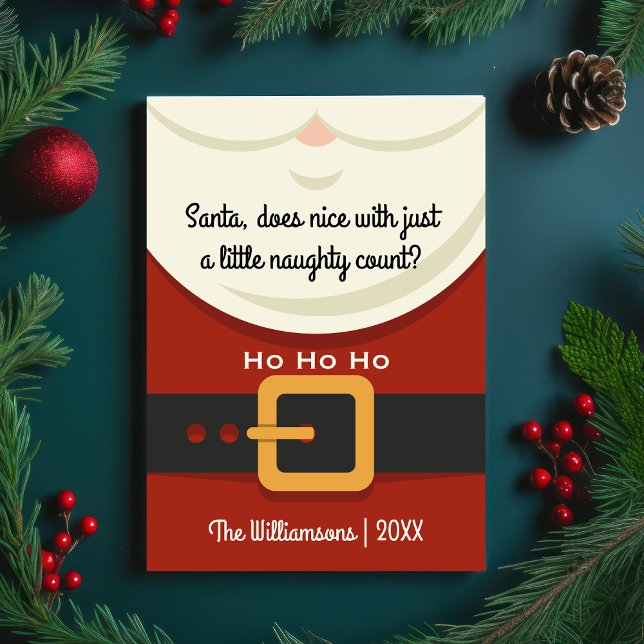 Ljuskjul Jultomten Naughty & Nice Photo Julkort (Skapare uppladdad)