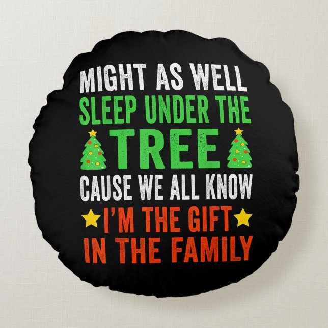 Ljuskjul Kids jul Pajamas Girls Boys Rund Kudde (Framsidan)