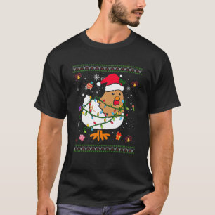Ljuskjul Ljus Chicken God jul Santa Ha T Shirt