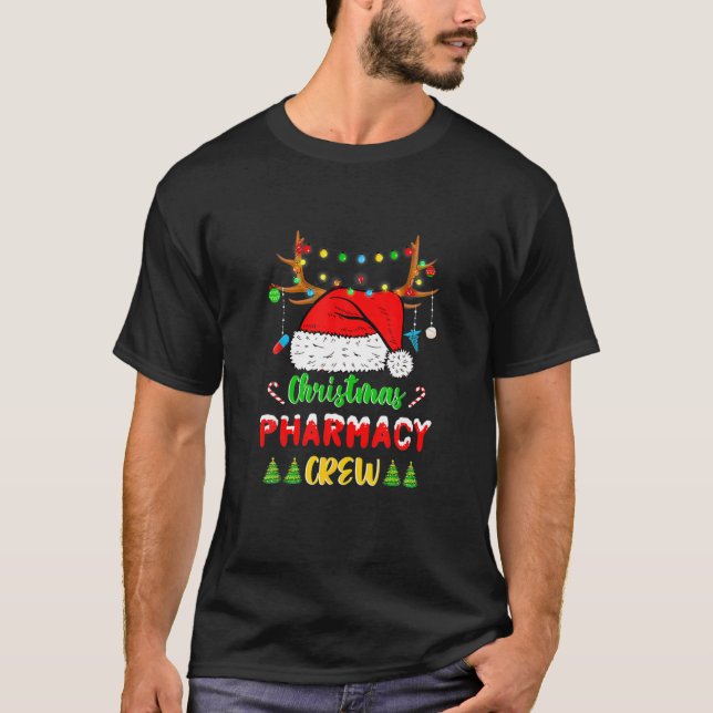 Ljuskjul Ljus Pharmacy Crew Reindeer Sant T Shirt (Framsida)
