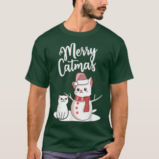 Ljuskjul Merry Catmas cat snowcat snögubbe g T Shirt