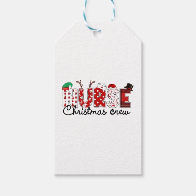 Ljuskjul - Nurse Crew Reindeer Santa red plai Presentetikett (Framsidan)