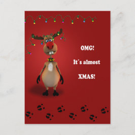 Ljuskjul Red Nposed Reindeer Helg Vykort