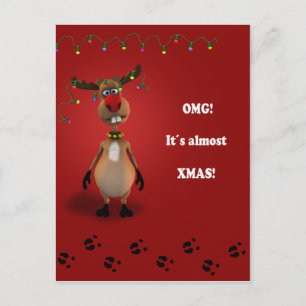 Ljuskjul Red Nposed Reindeer Helg Vykort