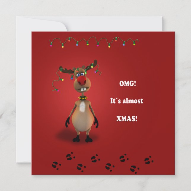 Ljuskjul Red Nposed Reindeer Inbjudningar (Framsida)