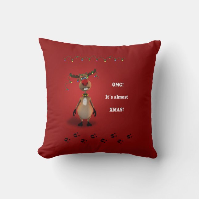 Ljuskjul Red Nposed Reindeer Kudde (Framsida)