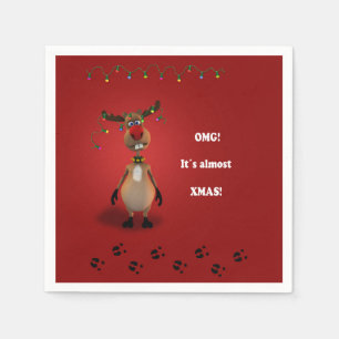 Ljuskjul Red Nposed Reindeer Pappersservett