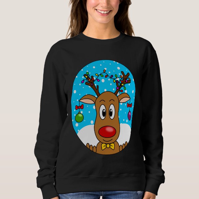 Ljuskjul Red Nposed Reindeer T Shirt (Framsida)