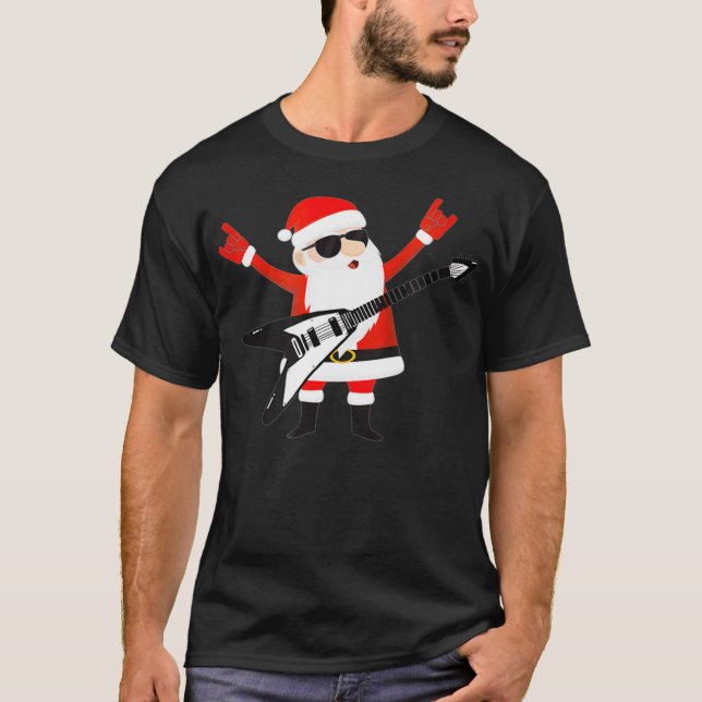 Ljuskjulen i Roll Santa Guitar  T Shirt (Framsida)