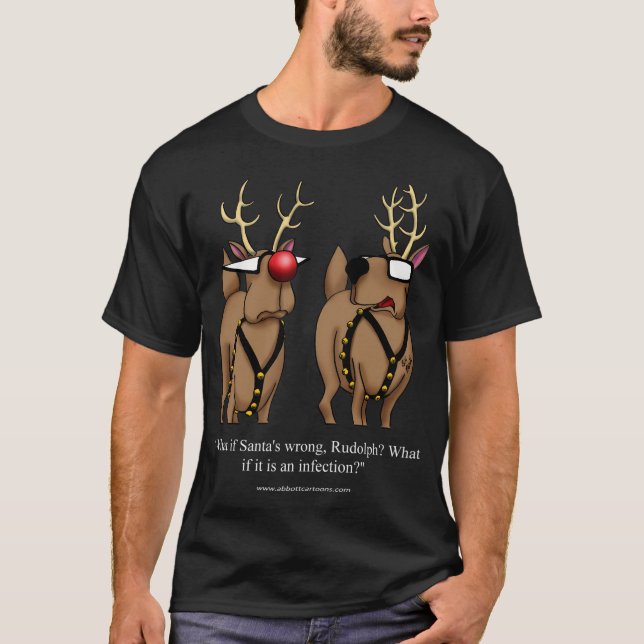 Ljuskjulen Reindeer Helgdag Humor T Shirt (Framsida)