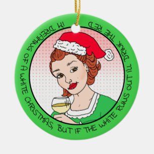 Ljuskjulen Vin Humor Retro Dam Julgransprydnad Keramik