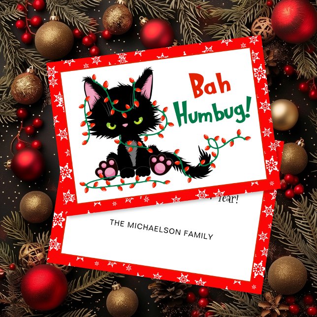 Ljuskjulkort, grumpy Cat Bah Humbug Card Inbjudningar (Funny Christmas Grumpy Cat Bah Humbug Card)
