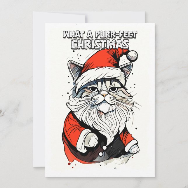 Ljuskjulsofferten Cute Whimsical Santa Cat Julkort (Framsida)