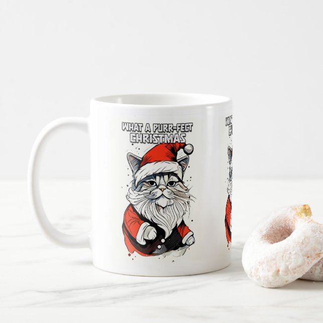 Ljuskjulsofferten Cute Whimsical Santa Cat Kaffemugg (Med munk)
