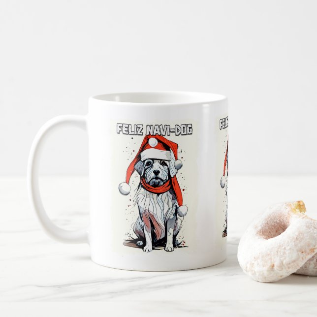 Ljuskjulsofferten Cute Whimsical Santa Hund Kaffemugg (Med munk)