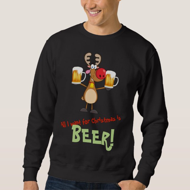 Ljuskjulsrenar Beer Drinking Party Drunk Sweatshirt (Framsida)