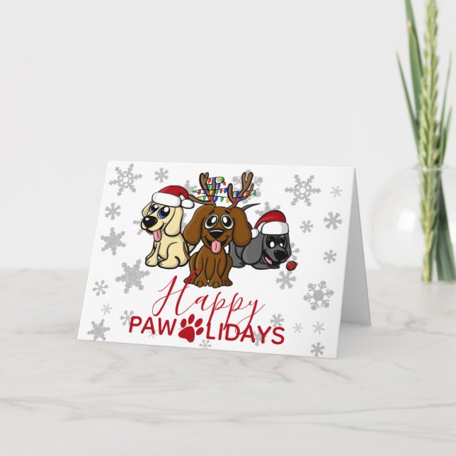 Ljuskjulvalpar med Santa Hats Ljus Cute Helgkort (Framsida)