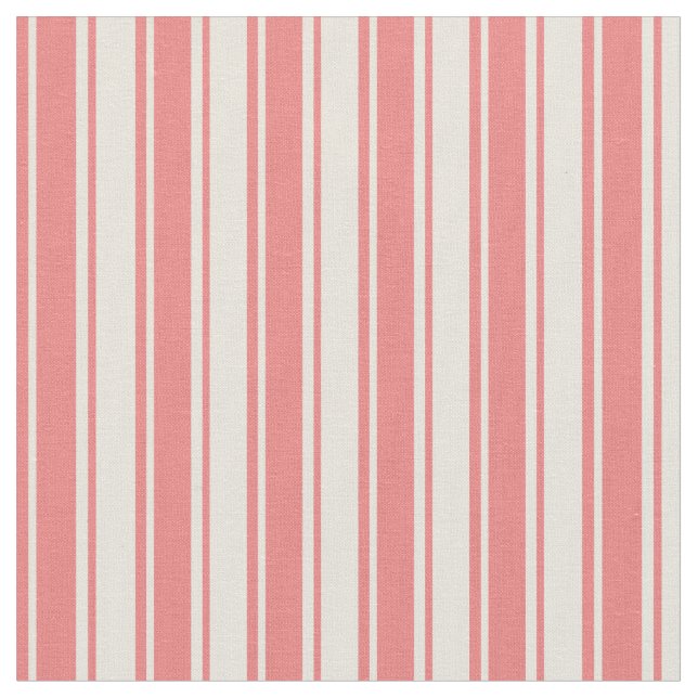 Ljuskorall och beige, indragen/stripe Mönster Tyg (Närbild)