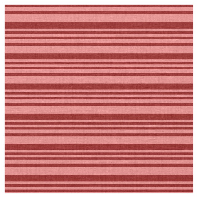 Ljuskorall och Mörk Red Färgad Rand Tyg (Närbild)