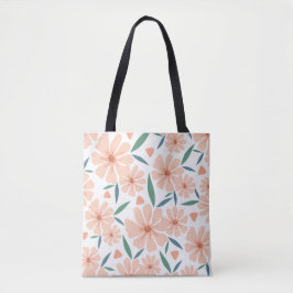 Ljuskorall Rosa Blommigt Tote Bag Tygkasse