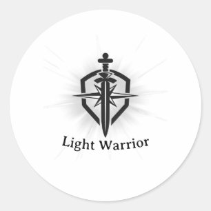 Ljuskrigares svärd och sköld runt klistermärke