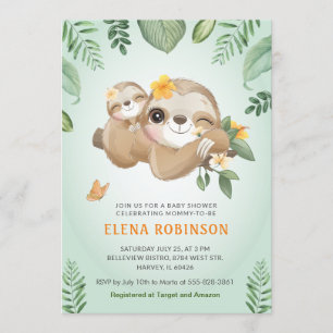 Ljuskurs för barn i den tropiska Grönten Baby Mamm Inbjudningar