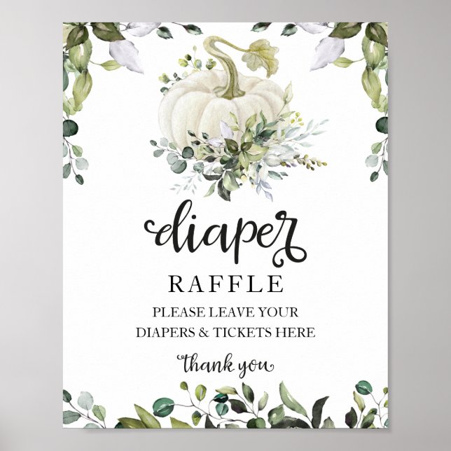 Ljuskvisningsskylt från Greenery Diaper Raffle-spe Poster (Framsidan)