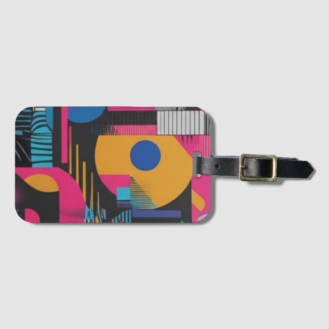 Ljuslevande Abstrakt Geometrisk Glitch Pop Kaos De Bagagebricka (Framsida horisontal)