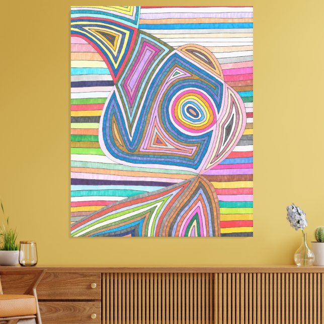 Ljuslevande Abstrakt Geometrisk Randig Mönster Canvastryck (Insitu (Vardagsrum))