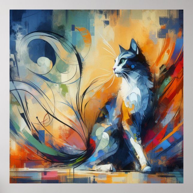 Ljuslevande Abstrakt Katt Väggkonsttryck Poster (Framsidan)