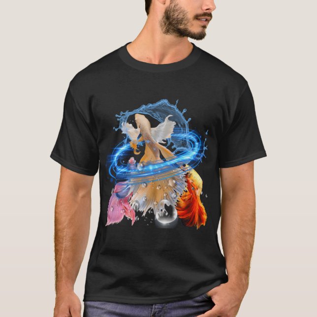 Ljuslevande Betta Fisk Konst T Shirt (Framsida)