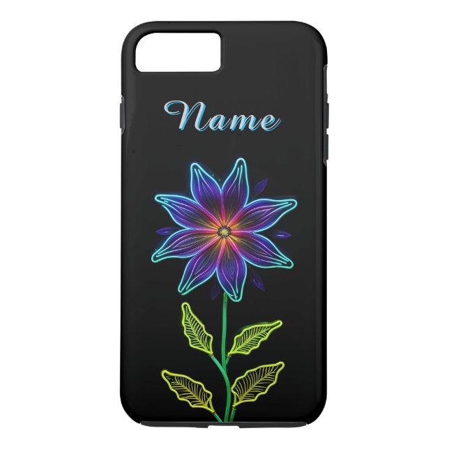 Ljuslevande blomma med neonaccent Case-Mate iPhone skal (Baksida)