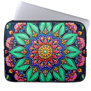 Ljuslevande blommandala-konst laptop fodral
