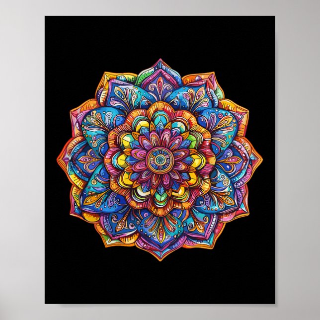 Ljuslevande bohemisk mandala-meditation chakramöns poster (Framsidan)