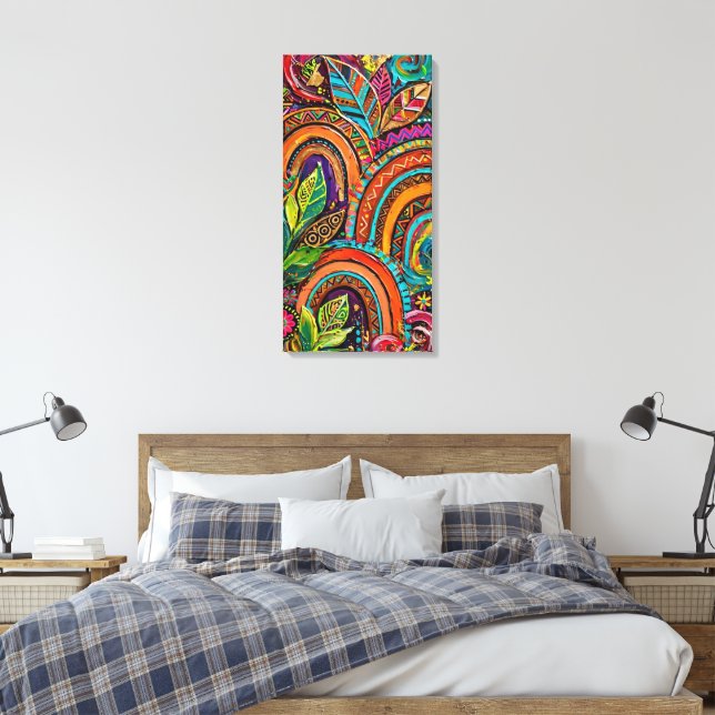 Ljuslevande Boho Tribal Regnbåge Abstrakt Canvastr Canvastryck (Insitu (sovrum))