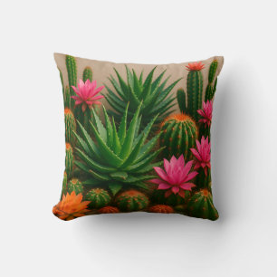 Ljuslevande Cactus Sukkulent Blomning Öken Kudde
