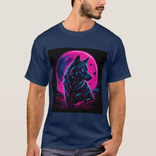Ljuslevande Cyberpunk Neonvarg T Shirt