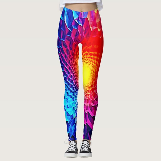 Ljuslevande geometrisk energivirvelkonst leggings (Framsida)