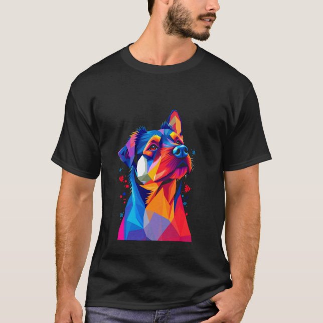 Ljuslevande Geometrisk Hund T Shirt (Framsida)