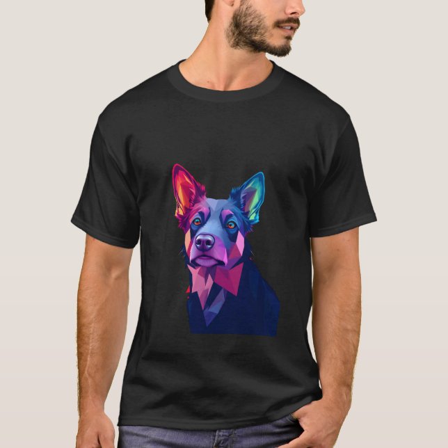 Ljuslevande Geometrisk Hund T Shirt (Framsida)