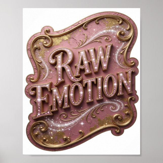 Ljuslevande guld RAW EMOTION Grafikdesign Poster (Framsidan)