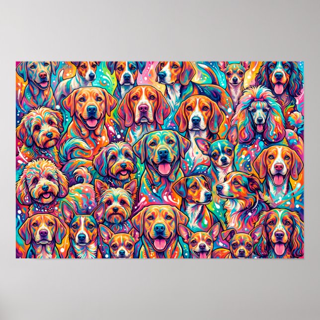 Ljuslevande hunddrömmar – Psykedelisk Boho Poster (Framsidan)