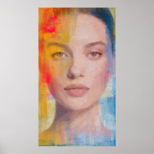 Ljuslevande Impasto Abstrakt Porträtt Poster