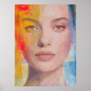 Ljuslevande Impasto Abstrakt Porträtt Poster