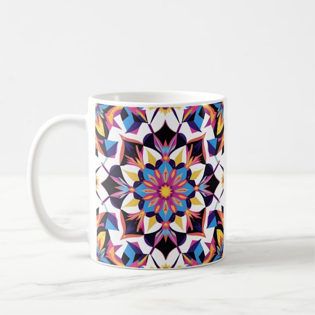 Ljuslevande Kalejdoskop Mandala Mönster Kaffemugg (Vänster)