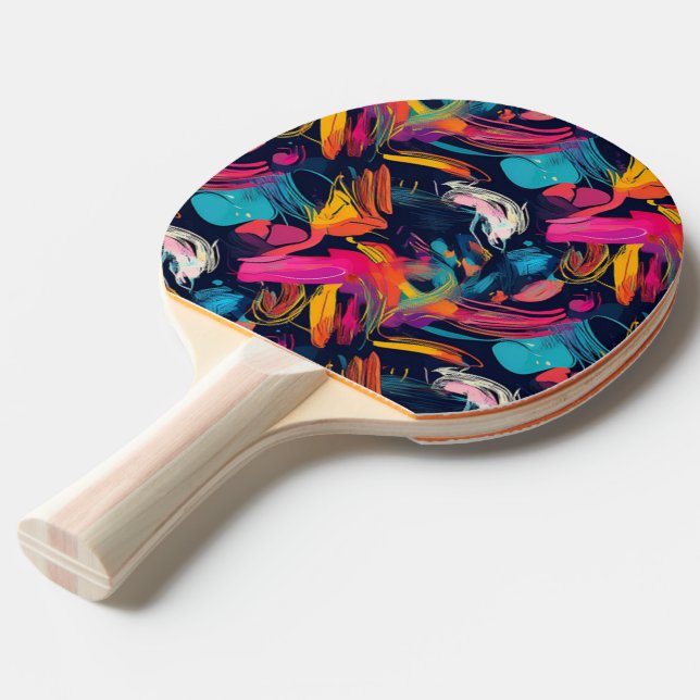 Ljuslevande kaos stänk Graffiti Pingisracket (Frontvinkel)